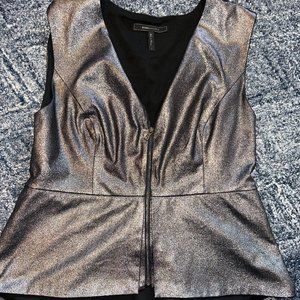 BCBGMaxAzria Silver Zip-Up Blouse
